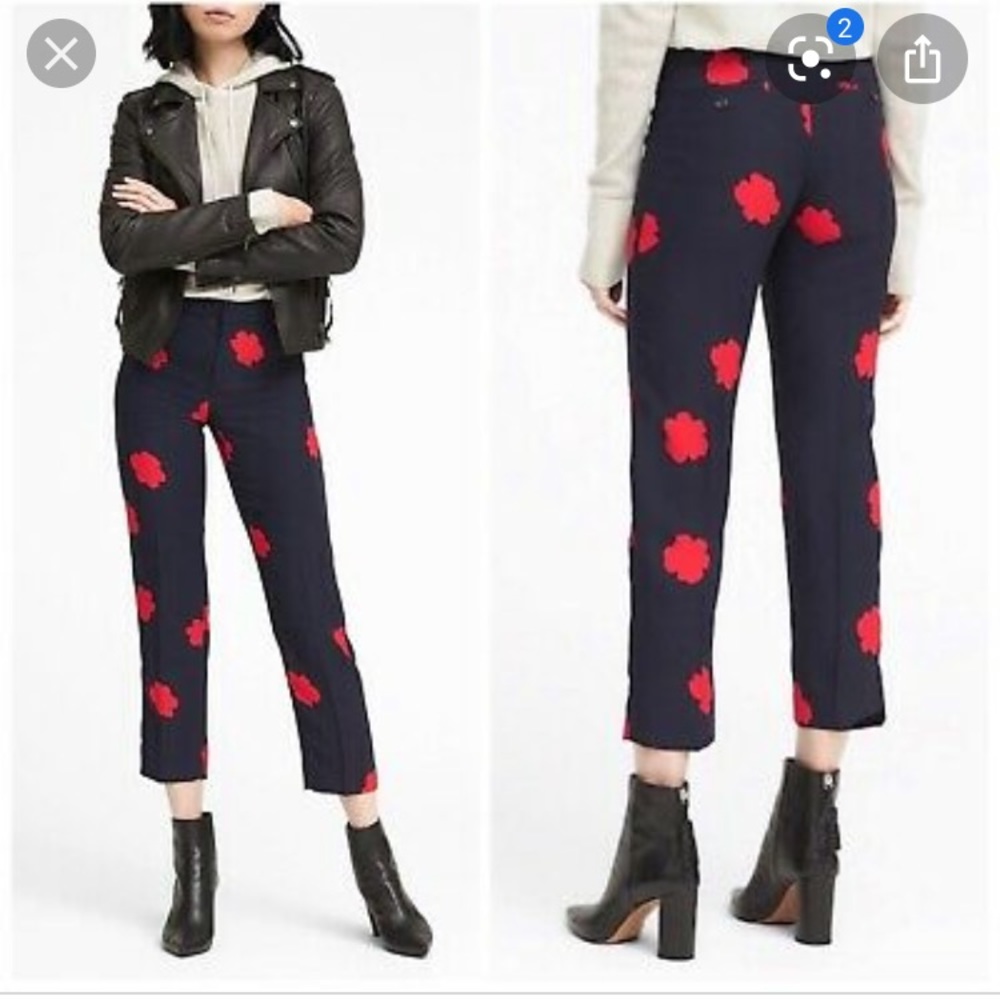 Banana Republic Navy blue ank pants 👖 red flower